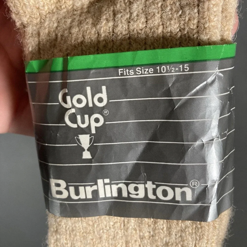 Vintage Burlington Wool Socks Gold Cup Made In USA Bioguard‎ Size 10.5-15